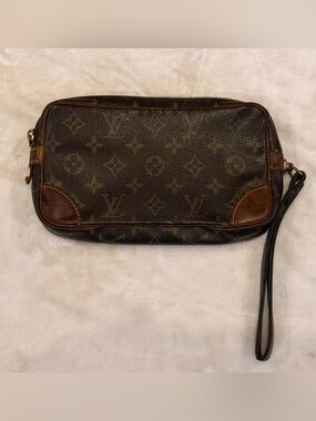 Vintage Louis Vuitton Monogram Compiegne 28 Wristlet Clutch Orig Swivel Strap